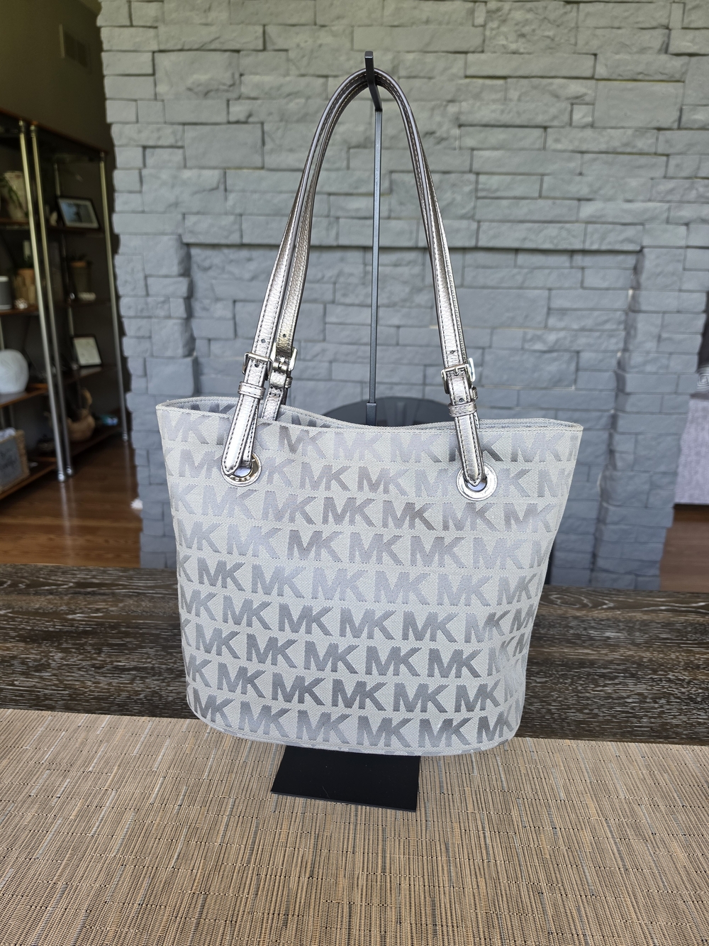 Michael Kors Silver Logo Tote Bag